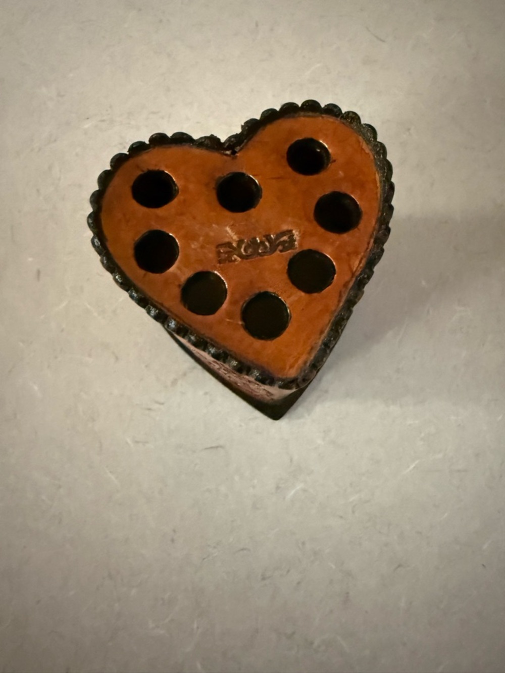 Heart-Shaped Leather Pen Holder Folk Art Collectible